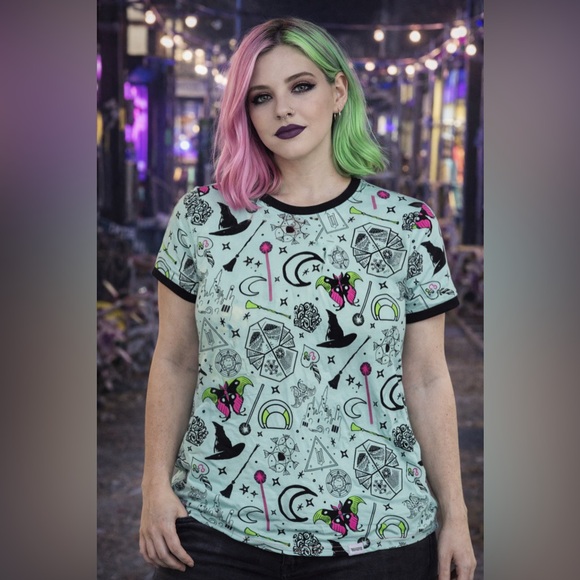 Loungefly Tops - Loungefly WICKED Unisex Ringer Graphic Tee Shirt Size S 2X 3X NWT Elphaba Glinda